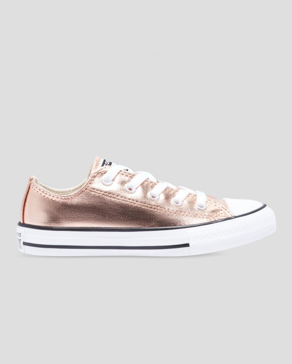 Converse Chuck Taylor All Star Metallic Guld Hvide Sko Danmark - Converse Lave Sneakers Børn - 12635